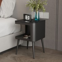 Dwellnix Metal Bedside Table – Sturdy and Stylish Nightstand with Open Shelf for Bedroom or Living Room