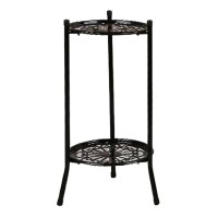 Dwellnix Two-Layer Metal Plant Stand – Sturdy and Decorative Holder for Flower Pots, Indoor & Outdoor